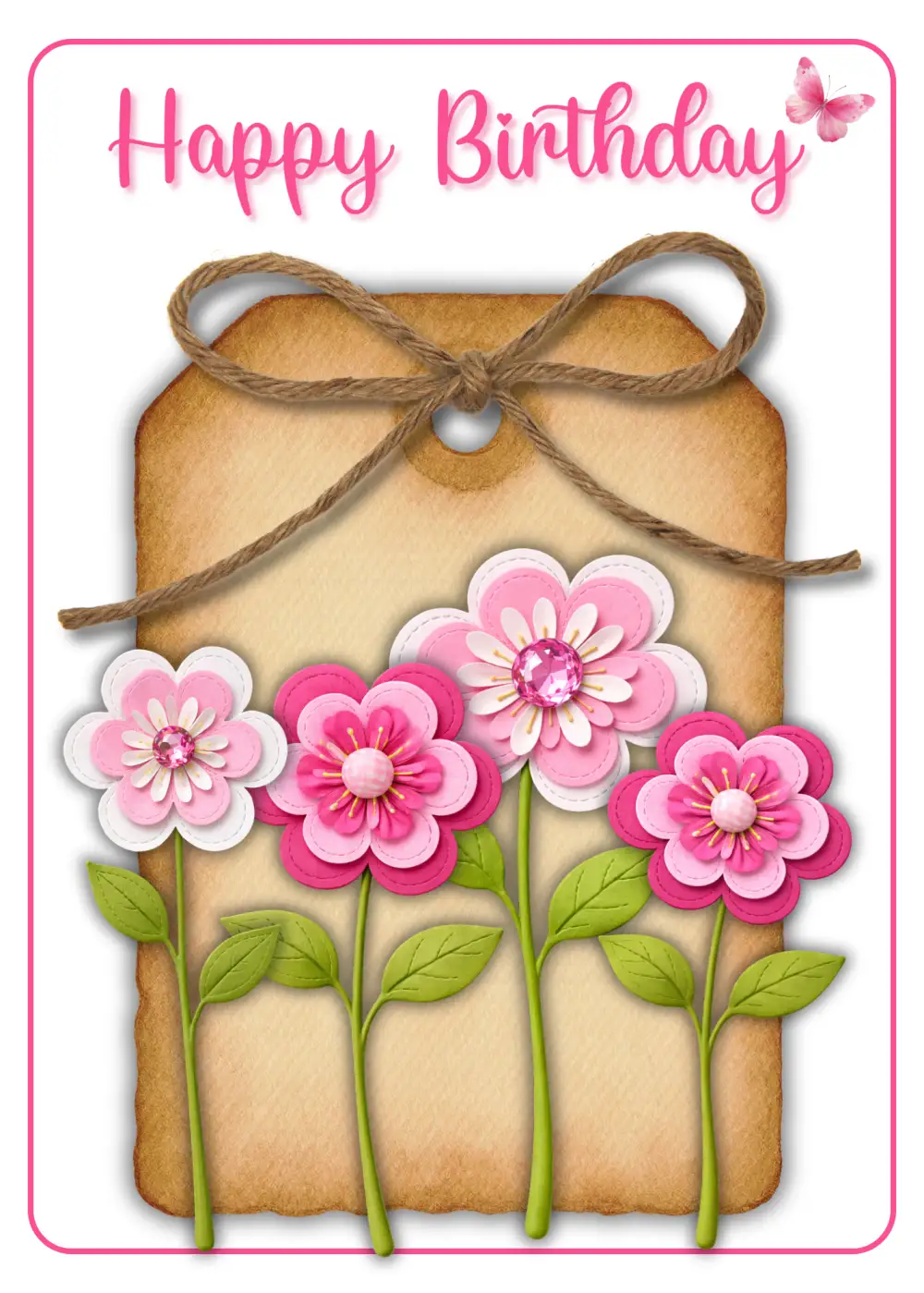 Pink Flower Tag